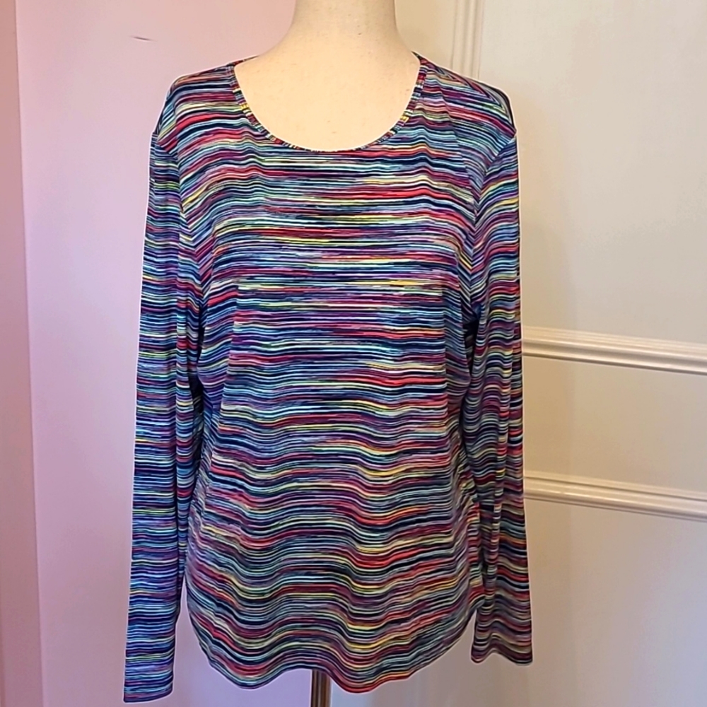 NWOT LAND'S END striped rash guard